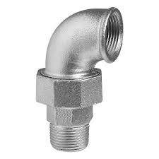 ELBOW WITH MALE FLAT SEAT FITTING in malleable cast iron