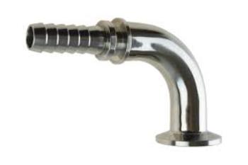 CURVA 90 CLAMP INOX PORTAGOMMA CON ANELLO SOTTOTESTA DIN 32676
